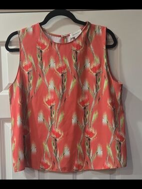 Calvin Klein Tropical Coral Floral Sleeveless Top